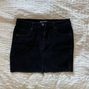 Brandy Melville Black Corduroy Frayed Mini Skirt